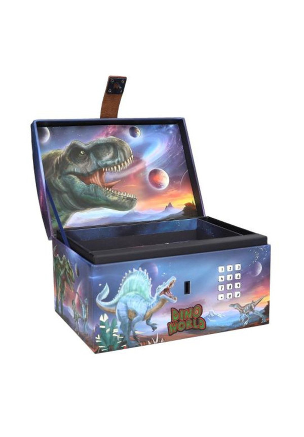 Cofre del tesoro con código, sonido y luz Dino World BY DEPESCHE