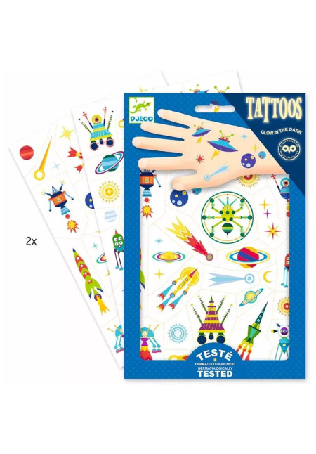 Tatuajes espacio fluorescentes DJECO