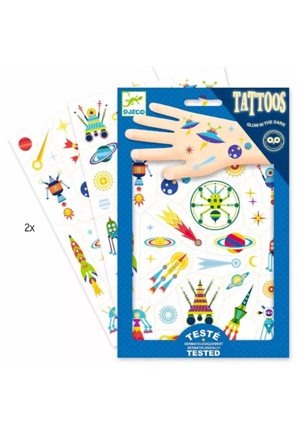 Tatuajes espacio fluorescentes DJECO