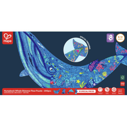 Puzzle de Suelo Brillante de Ballena - 200 pzs HAPE Puzzle de Suelo Brillante de Ballena - 200 pzs HAPE