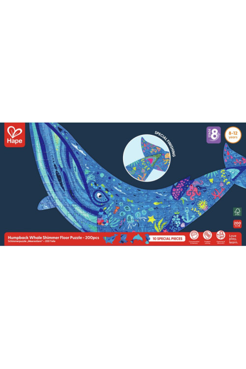 Puzzle de Suelo Brillante de Ballena - 200 pzs HAPE Puzzle de Suelo Brillante de Ballena - 200 pzs HAPE