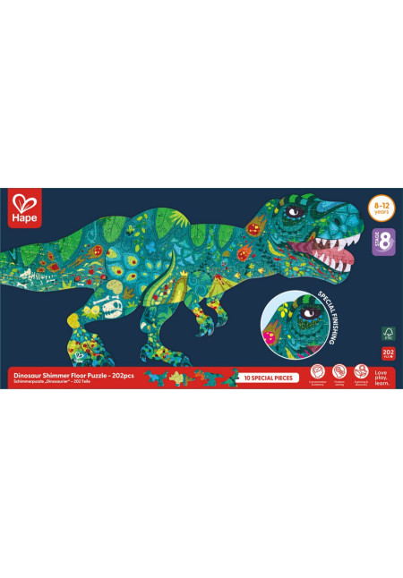 Puzzle de Suelo Brillante de Dinosaurios - 200 pzs HAPE