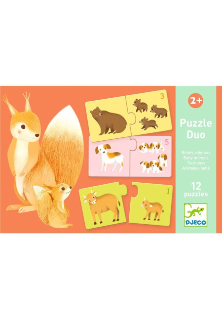 Puzzle duo baby animals DJECO