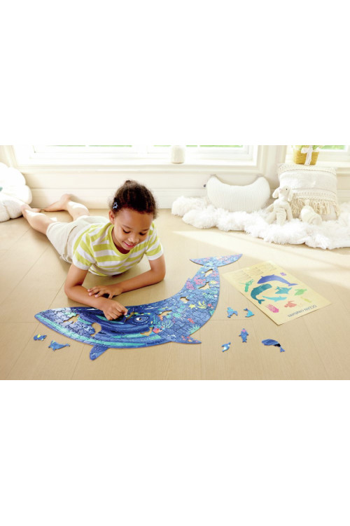 Puzzle de Suelo Brillante de Ballena - 200 pzs HAPE Puzzle de Suelo Brillante de Ballena - 200 pzs HAPE