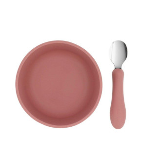 Bol silicona ventosa + cuchara acero Blush TUTETE
