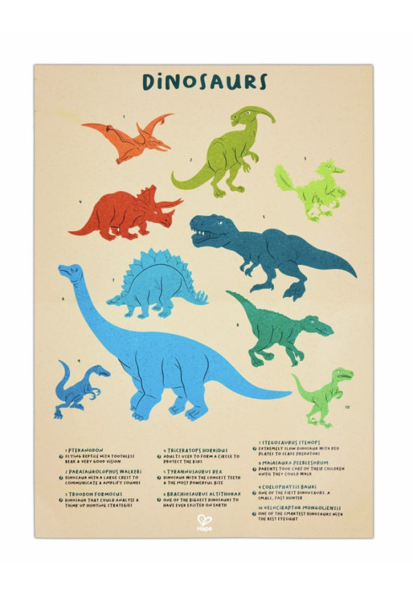 Puzzle de Suelo Brillante de Dinosaurios - 200 pzs HAPE