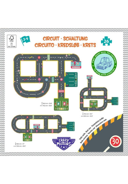 Crazy Motors Circuito de la ciudad - rompecabezas gigante - 26 pcs DJECO