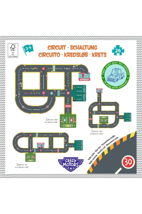 Crazy Motors Circuito de la ciudad - rompecabezas gigante - 26 pcs DJECO