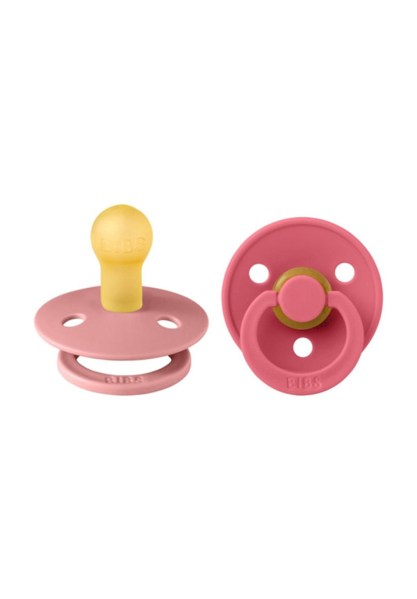 2 Chupetes BIBS Colour Round Dusty Pink/Coral BIBS