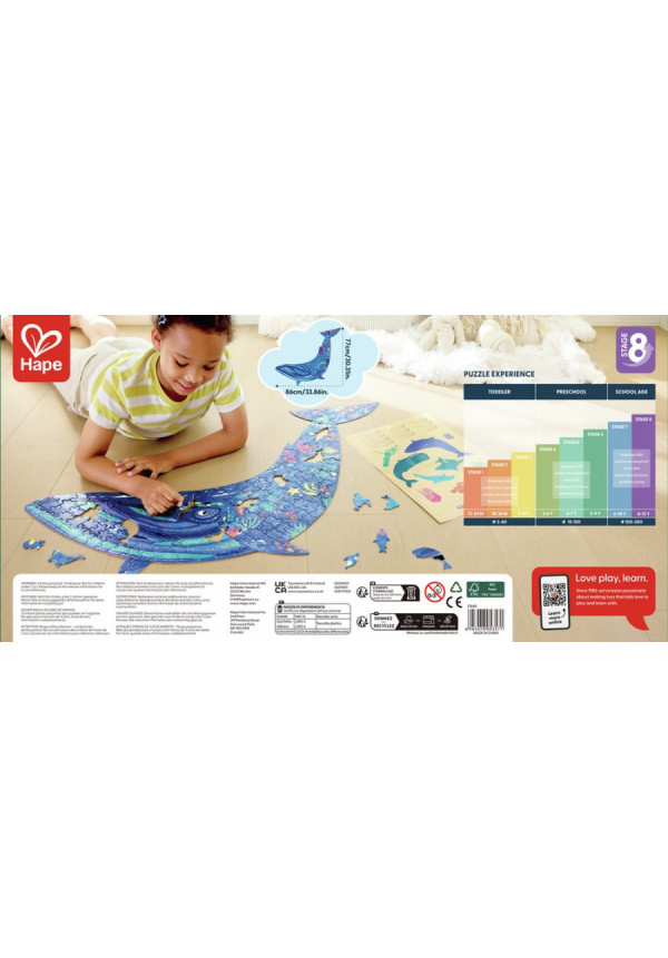 Puzzle de Suelo Brillante de Ballena - 200 pzs HAPE