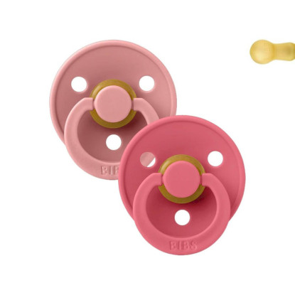2 Chupetes BIBS Colour Round Dusty Pink/Coral BIBS 2 Chupetes BIBS Colour Round Dusty Pink/Coral BIBS