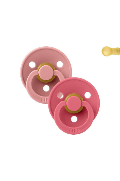 2 Chupetes BIBS Colour Round Dusty Pink/Coral BIBS