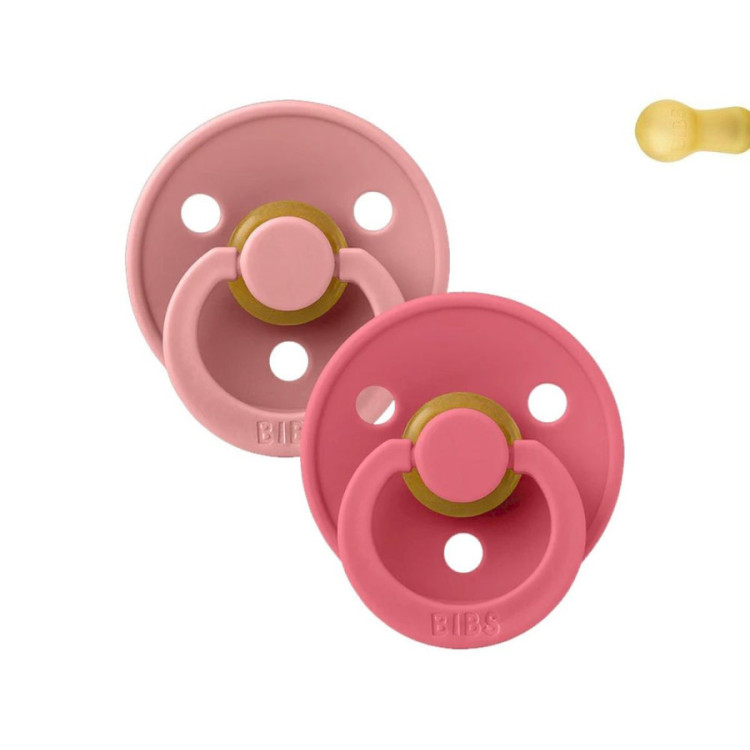 2 Chupetes BIBS Colour Round Dusty Pink/Coral BIBS