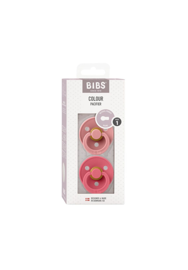 2 Chupetes BIBS Colour Round Dusty Pink/Coral BIBS