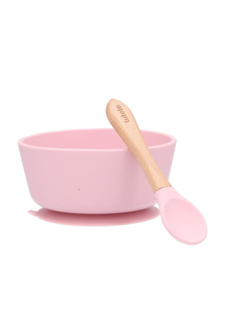 Bol con ventosa + cuchara pink