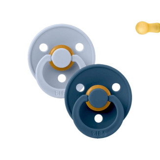 2 Chupetes BIBS Colour Round Dusty Blue/Steel Blue BIBS