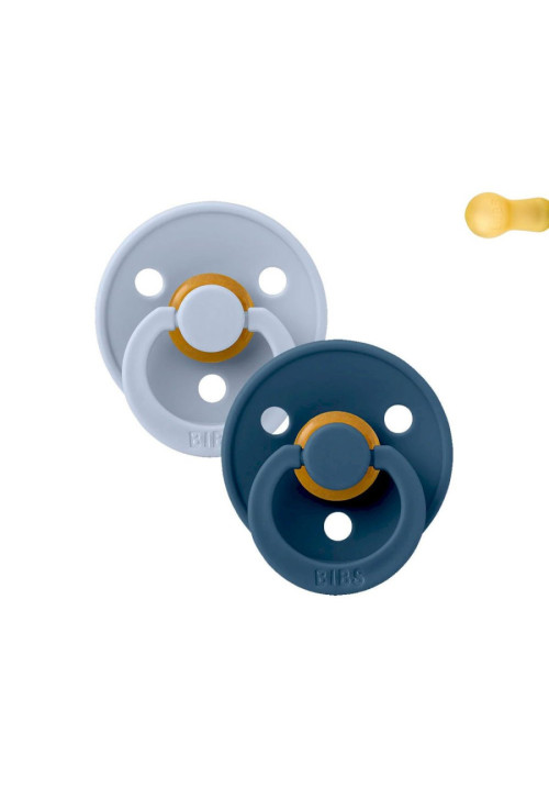 2 Chupetes BIBS Colour Round Dusty Blue/Steel Blue BIBS