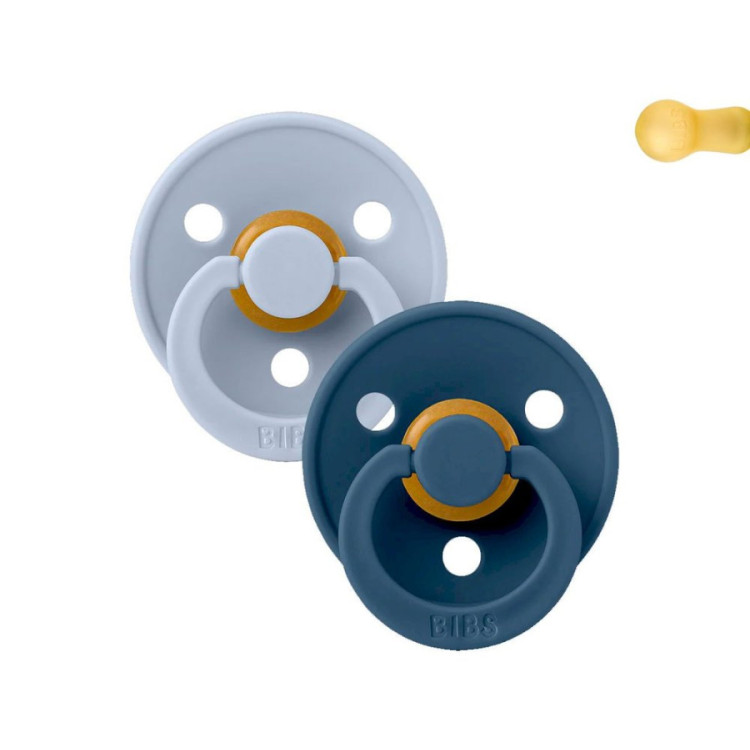 2 Chupetes BIBS Colour Round Dusty Blue/Steel Blue BIBS