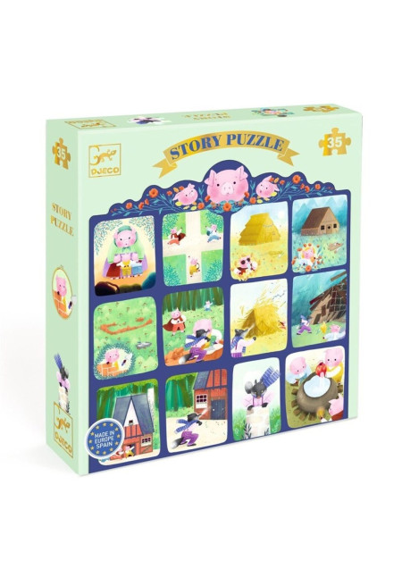 Puzzle Cuentos 3 cerditos DJECO