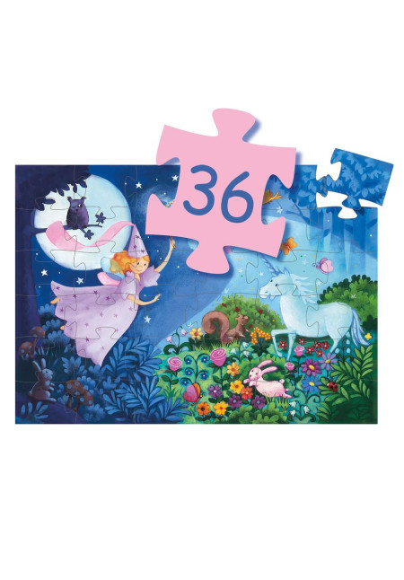 Puzzle silueta el hada y el unicornio DJECO
