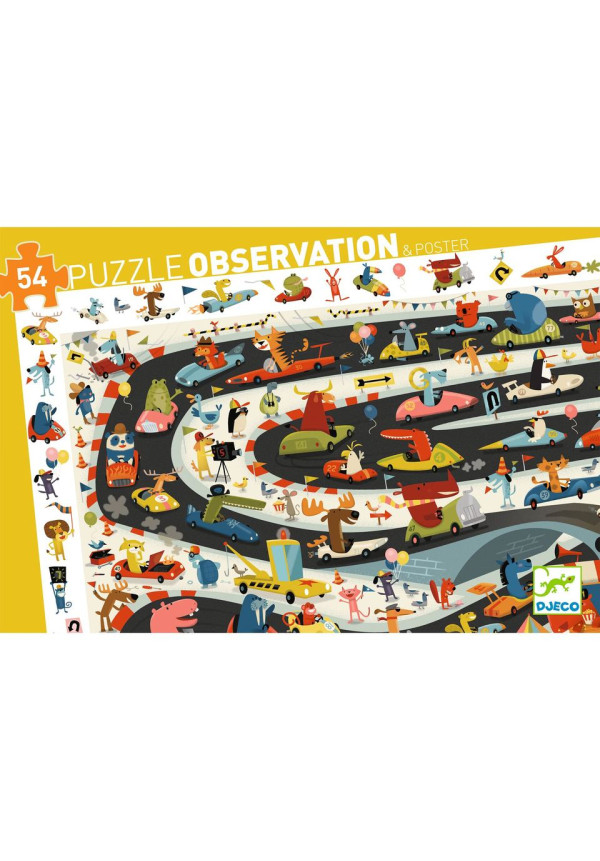 Puzzle observación rally de coches DJECO