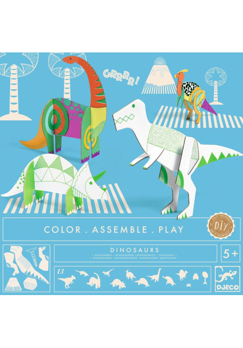 Colorear construir jugar Dinosaurios DJECO