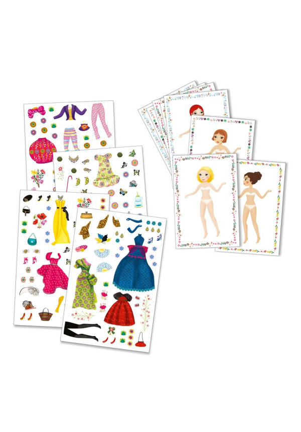 Pegatinas muñecas de papel DJECO