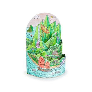 Colorear Diorama En la cima de la isla DJECO