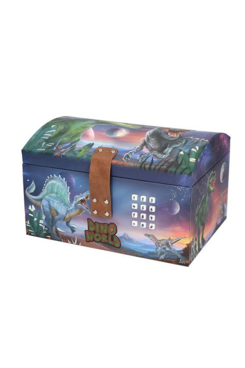 cofre del tesoro con código, sonido y luz Dino World BY DEPESCHE