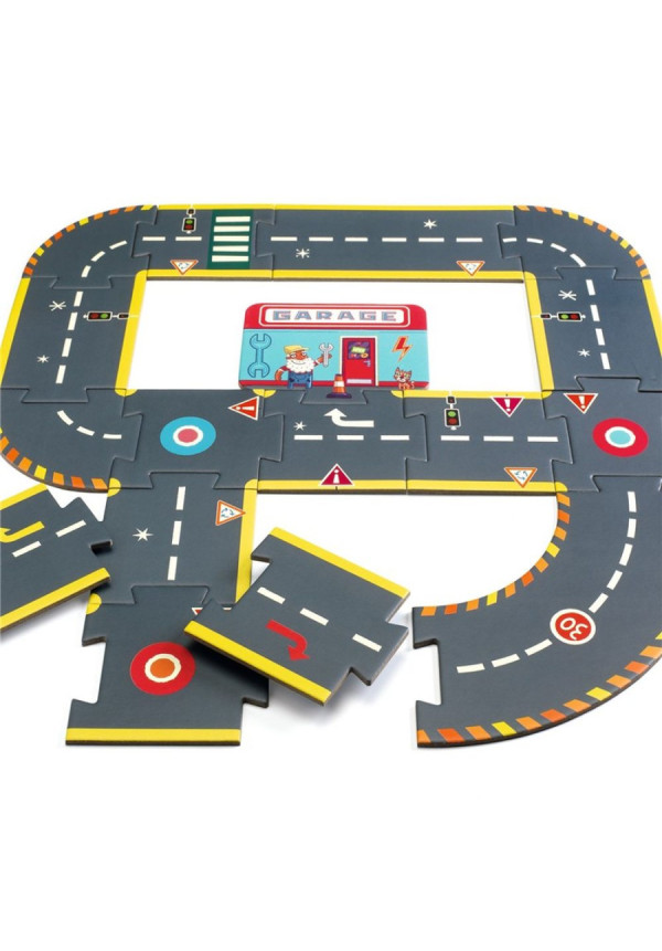 Crazy Motors Circuito de la ciudad - rompecabezas gigante - 26 pcs DJECO