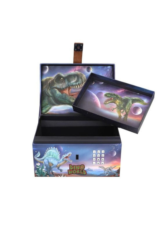 Cofre del tesoro con código, sonido y luz Dino World BY DEPESCHE