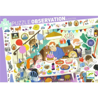 Puzzle Observación Fiesta de cumpleaños DJECO