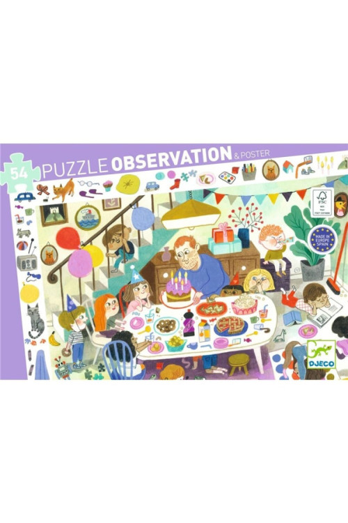 Puzzle Observación Fiesta de cumpleaños DJECO