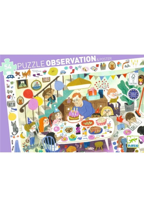 Puzzle Observación Fiesta de cumpleaños DJECO
