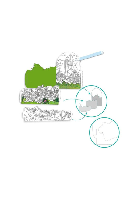 Colorear Diorama En la cima de la isla DJECO