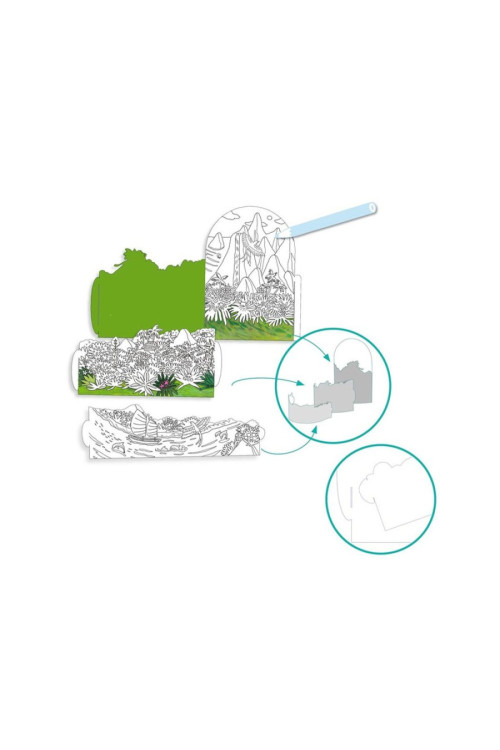 Colorear Diorama En la cima de la isla DJECO