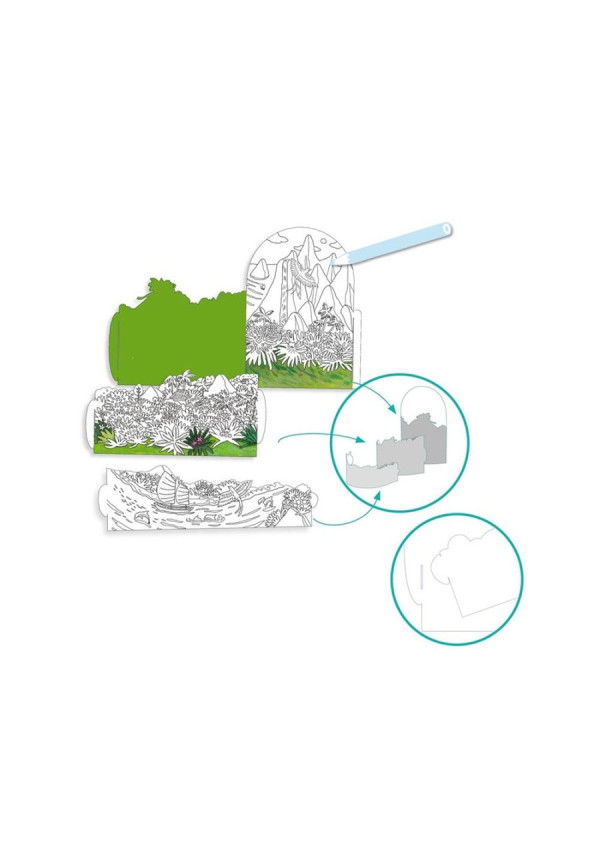 Colorear Diorama En la cima de la isla DJECO