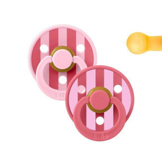 2 Chupetes BIBS Studio Colour Round Block Baby Pink Coral Mix BIBS