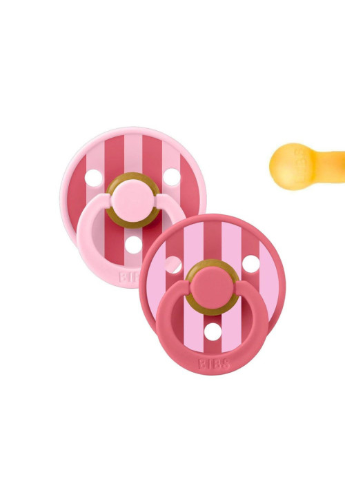 2 Chupetes BIBS Studio Colour Round Block Baby Pink Coral Mix BIBS