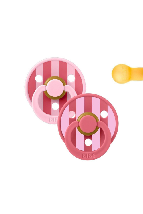 2 Chupetes BIBS Studio Colour Round Block Baby Pink Coral Mix BIBS