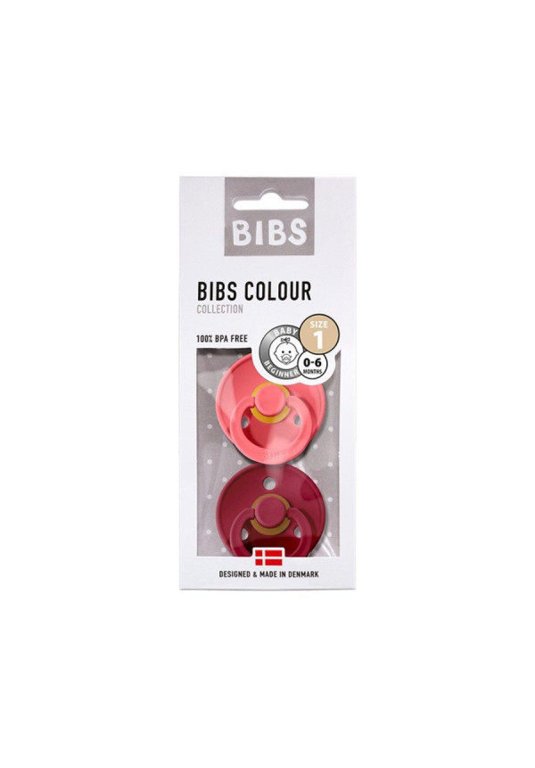 2 Chupetes BIBS Coral / Ruby