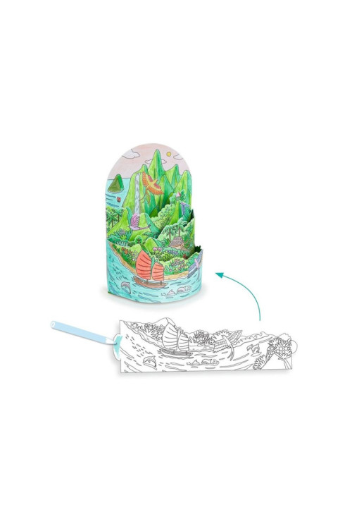 Colorear Diorama En la cima de la isla DJECO