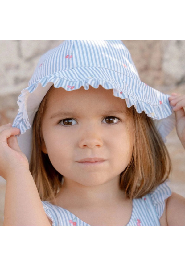 Gorro reversible Sunny Flowers azul LITTLE DUTCH