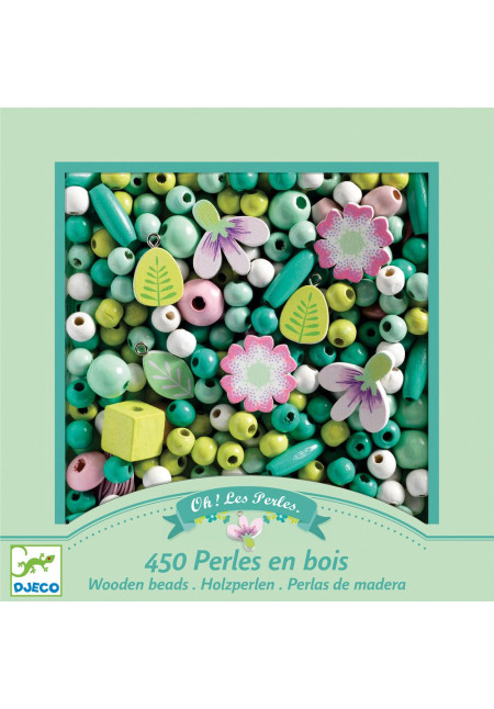 Perlas de madera hojas y flores DJECO