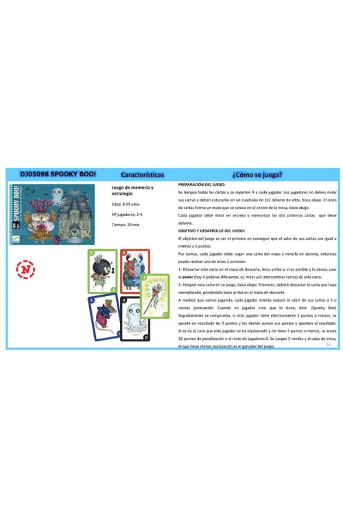 Spooky Boo juego de cartas DJECO 