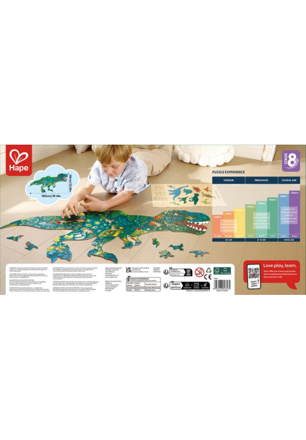 Puzzle de Suelo Brillante de Dinosaurios - 200 pzs HAPE