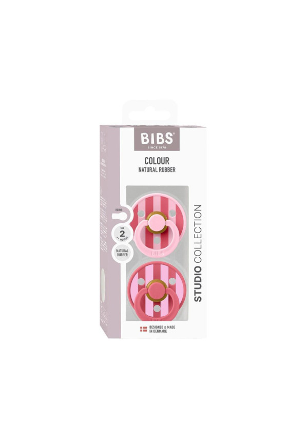 2 Chupetes BIBS Studio Colour Round Block Baby Pink Coral Mix BIBS