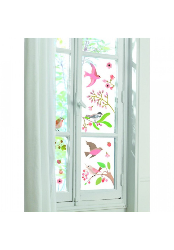 Stickers ventana pájaros románticos DJECO