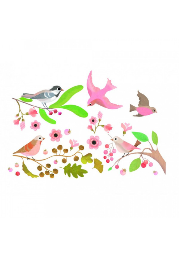 Stickers ventana pájaros románticos DJECO