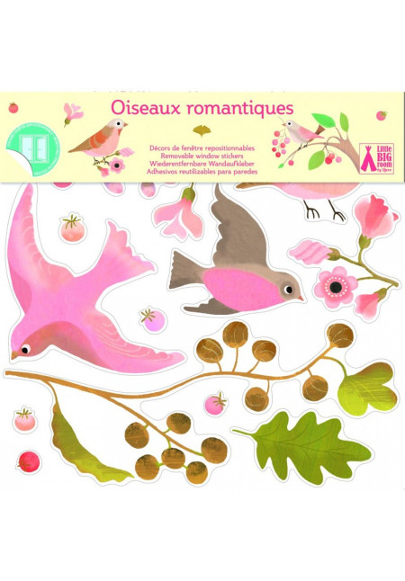Stickers ventana pájaros románticos DJECO Stickers ventana pájaros románticos DJECO
